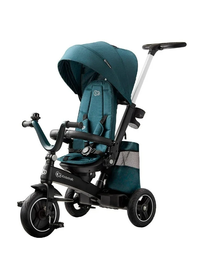 Premium 5-in-1 Tricycle Stroller for Toddlers Adjustable Handle and Canopy (Green) 3mi66