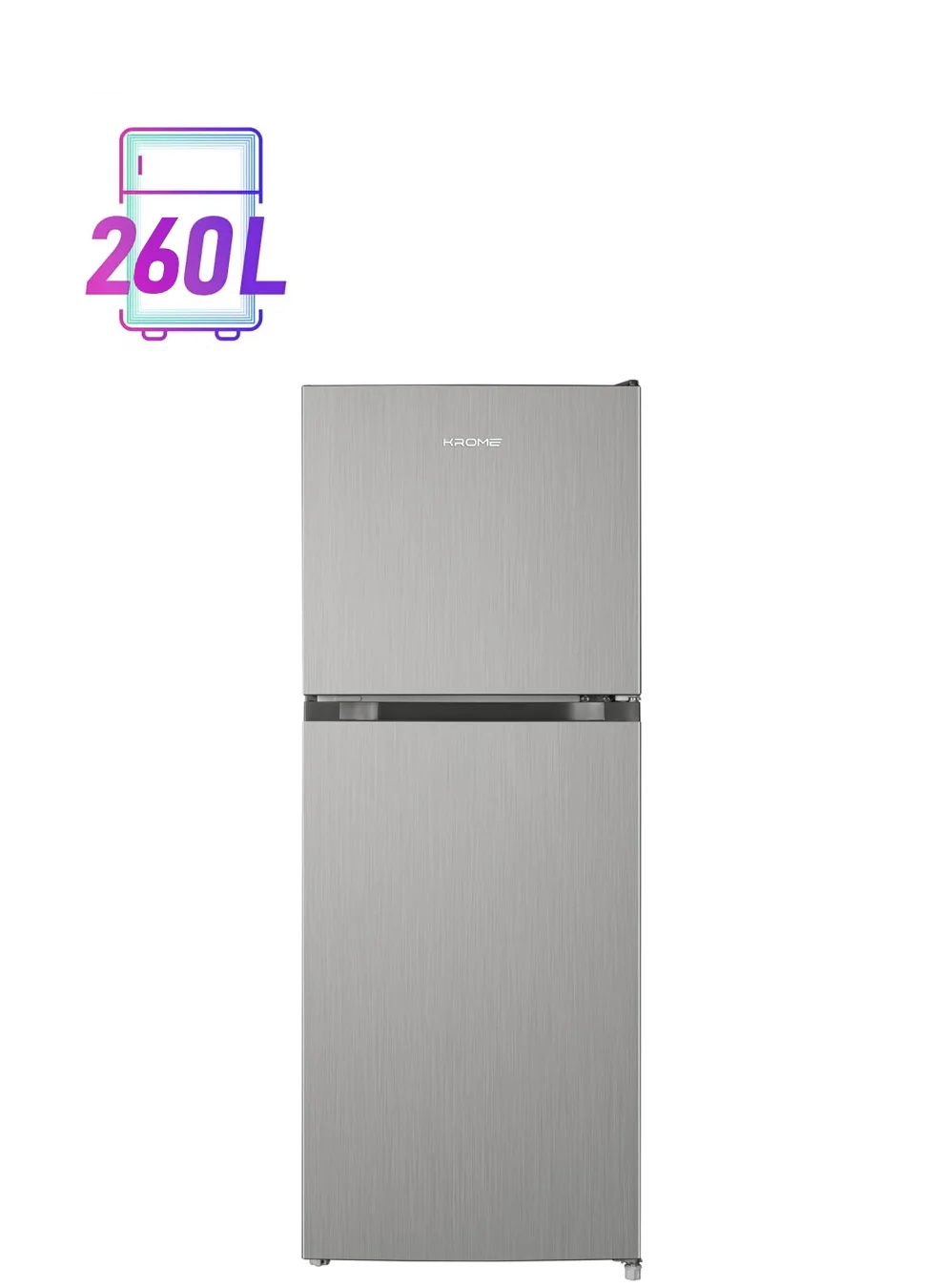 Krome Double Door Top Mounted Refrigerator with Multi Air Flow System and No-Frost Cooling (Silver, 260L) efnm8