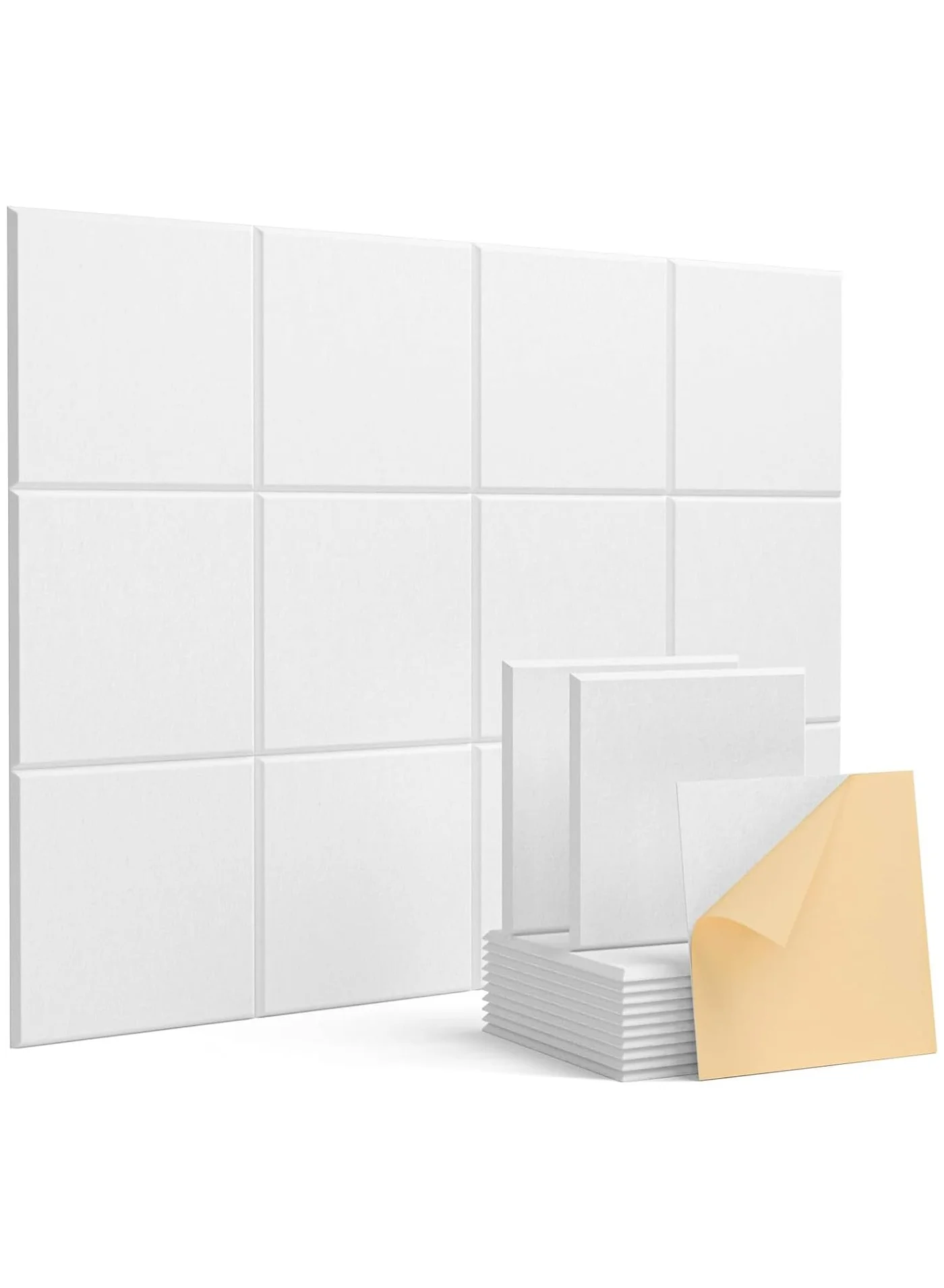 AUTOYSUR Acoustic Wall Panels Sound Absorbing Foam Tiles for Home and Office (White, 12 Pack, 30cm x 30cm x 1cm) 3ig69