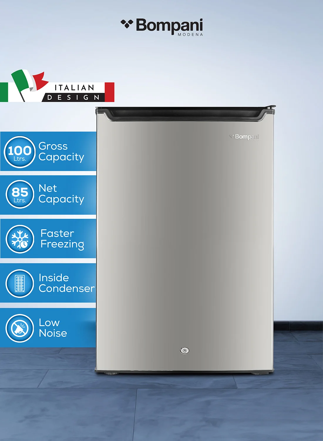 Bompani Upright Freezer Single Door Stainless Steel Finish (85L Net Capacity) lgpcb