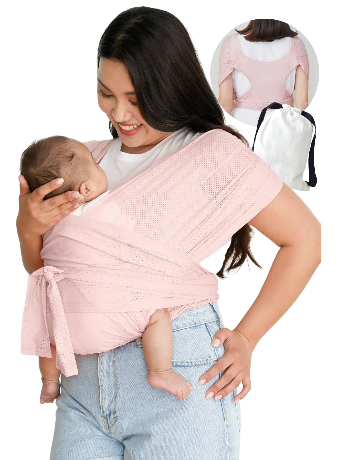 SYOSI Baby Wrap Carrier Breathable Infant Sling Ergonomic Design for Newborns to Toddlers (Pink, L) 5nvw7