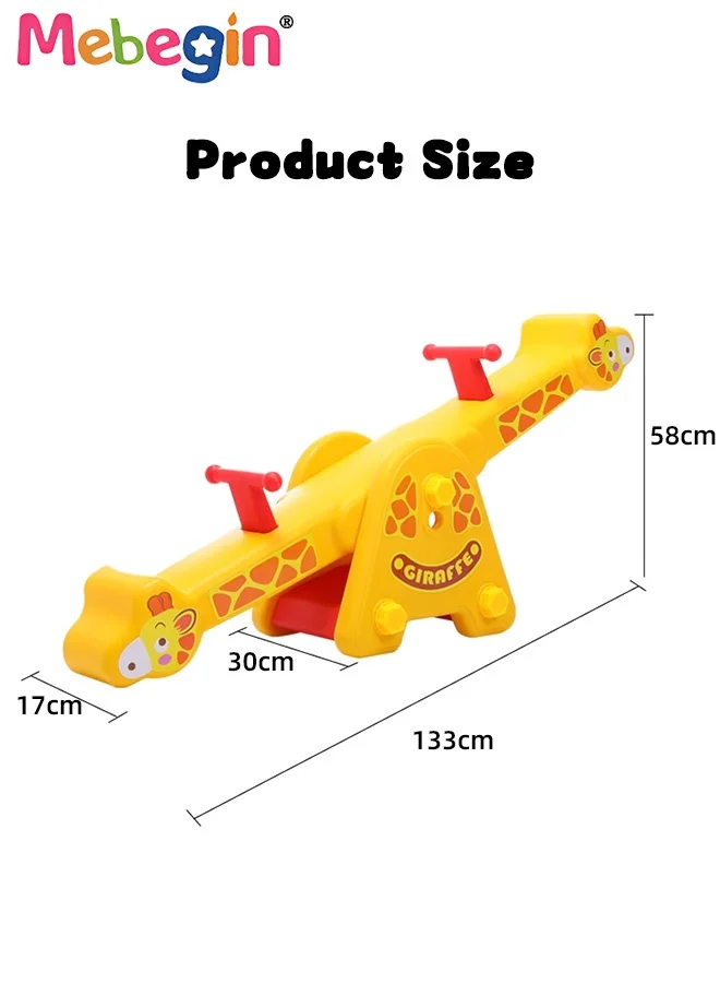 MEBEGIN Kids Seesaw Teeter Totter with Sturdy Tripod Base and Easy-Grip Handles for Indoor and Outdoor Play (133x30x58cm) lrrh2