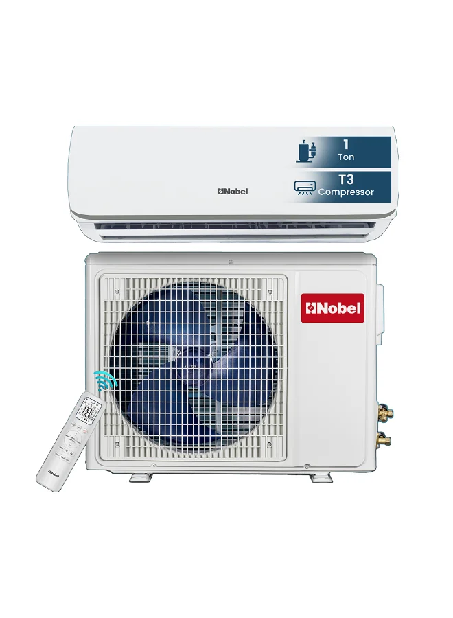 Nobel 1 Ton Split Air Conditioner T3 Climate Rotary Compressor 4-Way Airflow Gold Fin (White, 1900 W) viyu2