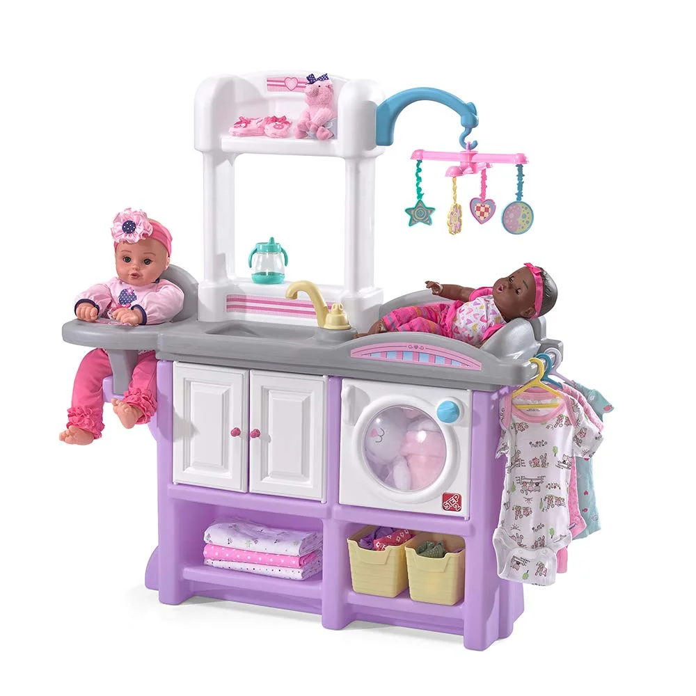 Premium Deluxe Baby Doll Nursery Playset with Kitchen and Changing Station (Lavender, 1 Set) 6nxcg