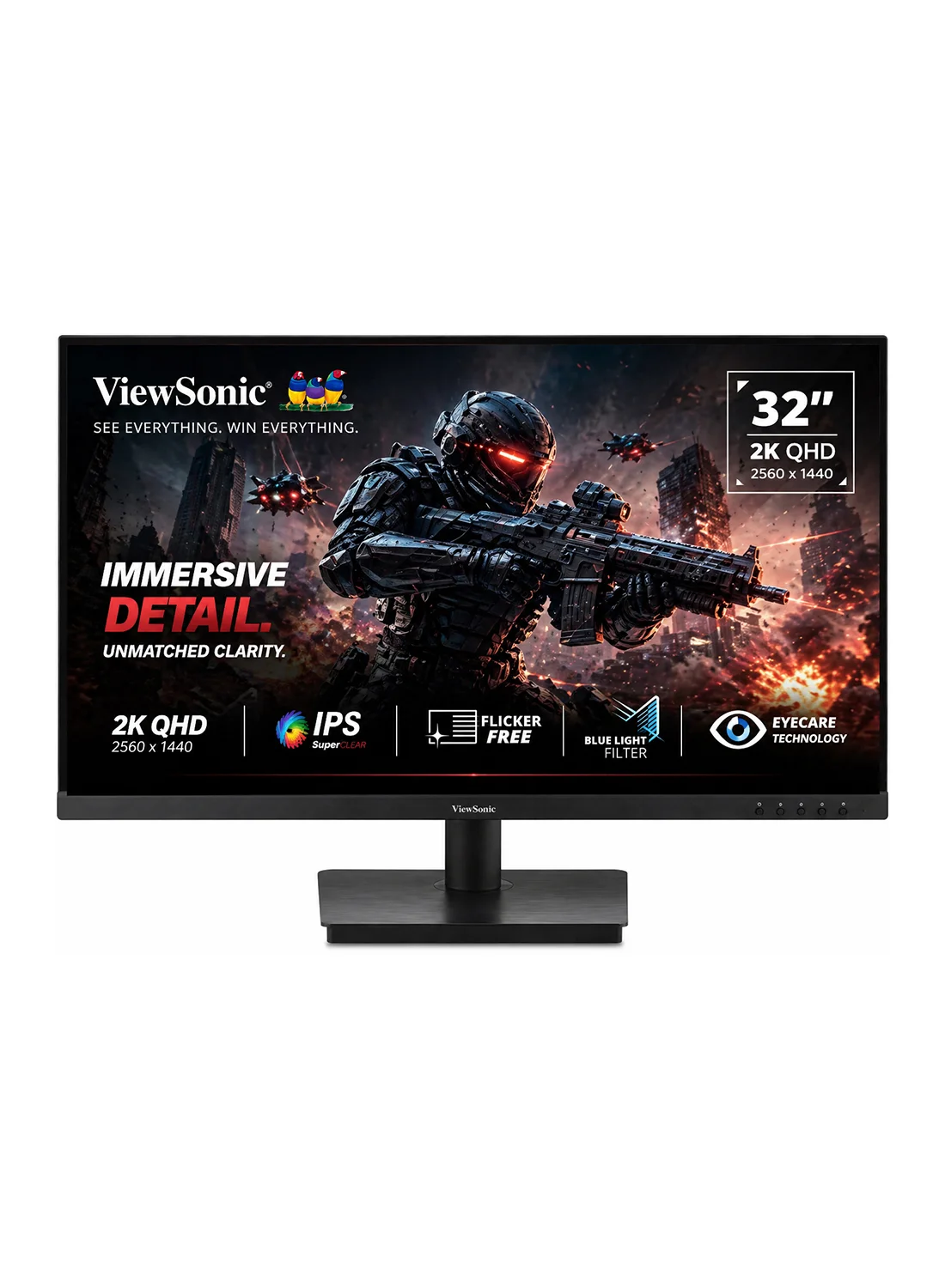 Premium 32 Inch 2K QHD Monitor (75Hz, 2560 x 1440, IPS, HDR10, HDMI, DisplayPort, Built-in Speakers, Black) rtgge