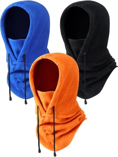 Syhood Winter Fleece Balaclava Ski Mask Set Heavyweight Tactical Face Cover for Cold Weather (Black, Orange, Blue, 3-Piece Pack) qrsi8