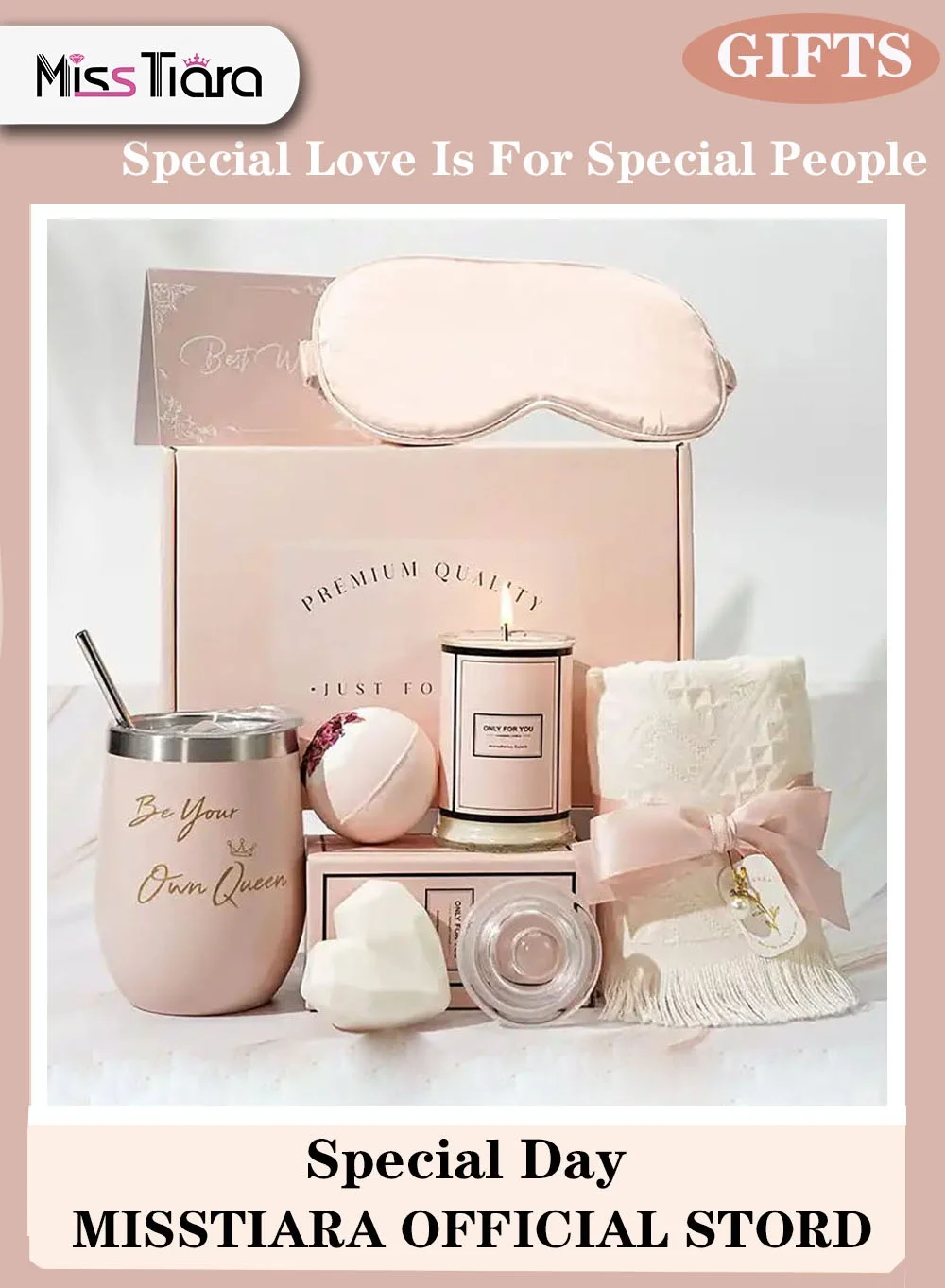 MissTiara Relaxing Spa Gift Basket Set for Women (Pink, 1 Set) rs3cc
