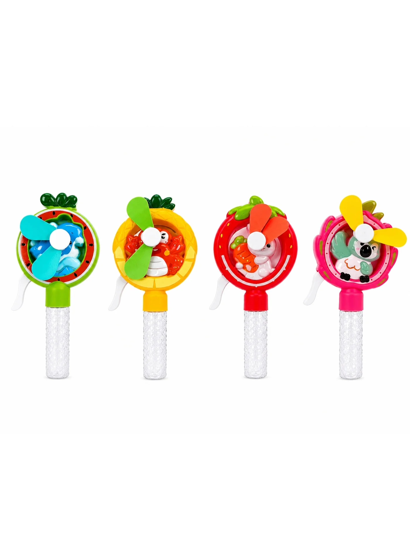 Toy Land Handheld Bubble Fan Blower Set (4 Pieces, Cartoon Design, Kids Outdoor Play) 91mci