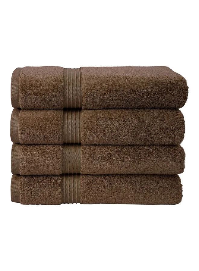 Bliss Casa 4-Piece Bath Towel Set, Premium Combed Cotton 550 GSM Highly Absorbent Soft Hotel Quality Towels for Bathroom and Spa (Brown, 70x140cm) ghief