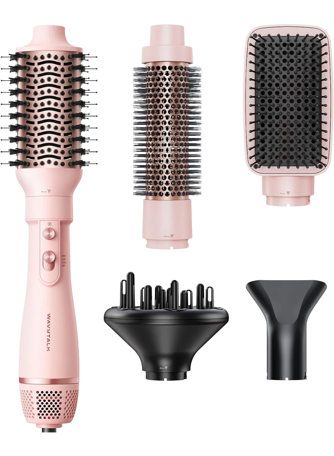 Wavytalk 5-in-1 Hot Air Hair Styler Set, Professional Blowout Dryer Brush for Volumizing and Straightening (Black, 1 Set) mgqg0