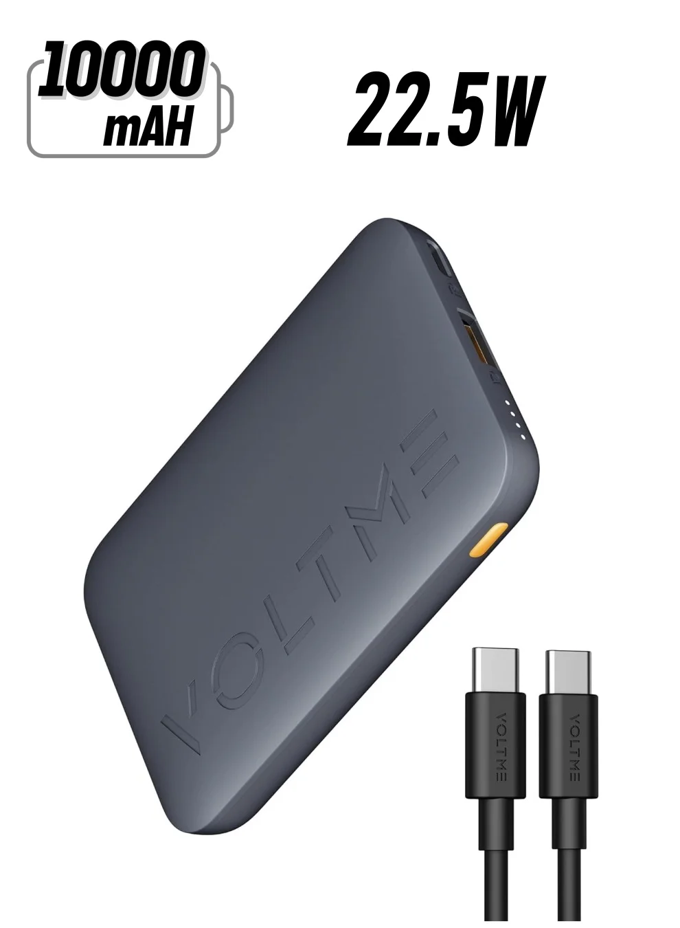 VOLTME Portable Power Bank 10000mAh 22.5W Fast Charging External Battery Pack (Ultra Slim, USB-C Output) jhk7x