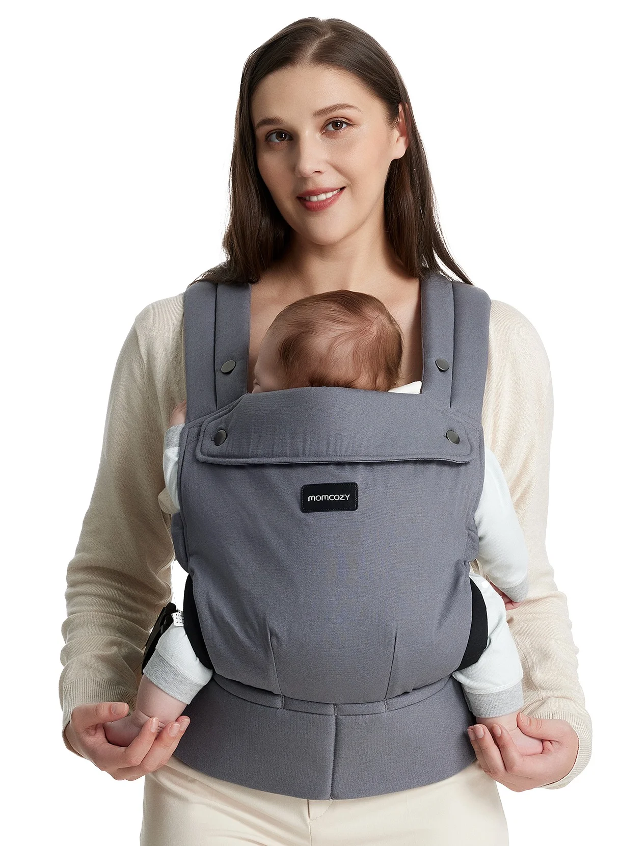 Momcozy Ergonomic Baby Carrier for Newborn to Toddler, Lightweight Hands-Free Infant Carrier with Lumbar Support (Adjustable, 3.2kg to 20kg) smxq0