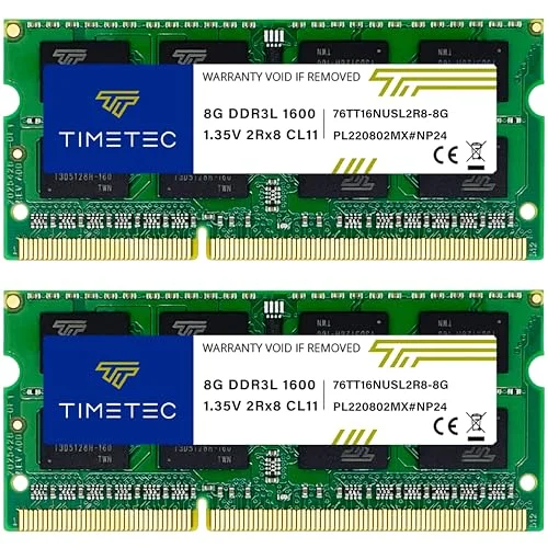 Timetec 16GB DDR3L 1600MHz PC3L-12800 SODIMM Laptop Memory RAM Upgrade Kit (2x8GB, 204-Pin, CL11) 9epsx