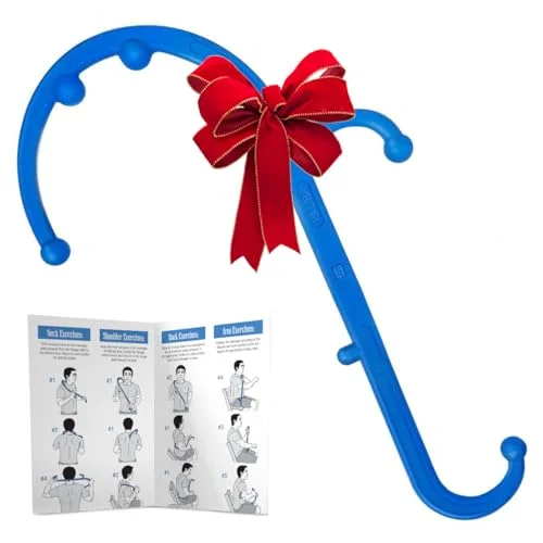 Manual Trigger Point Back and Neck Massager Hook Tool for Deep Tissue Muscle Relief (Blue, 60 cm) 37xec