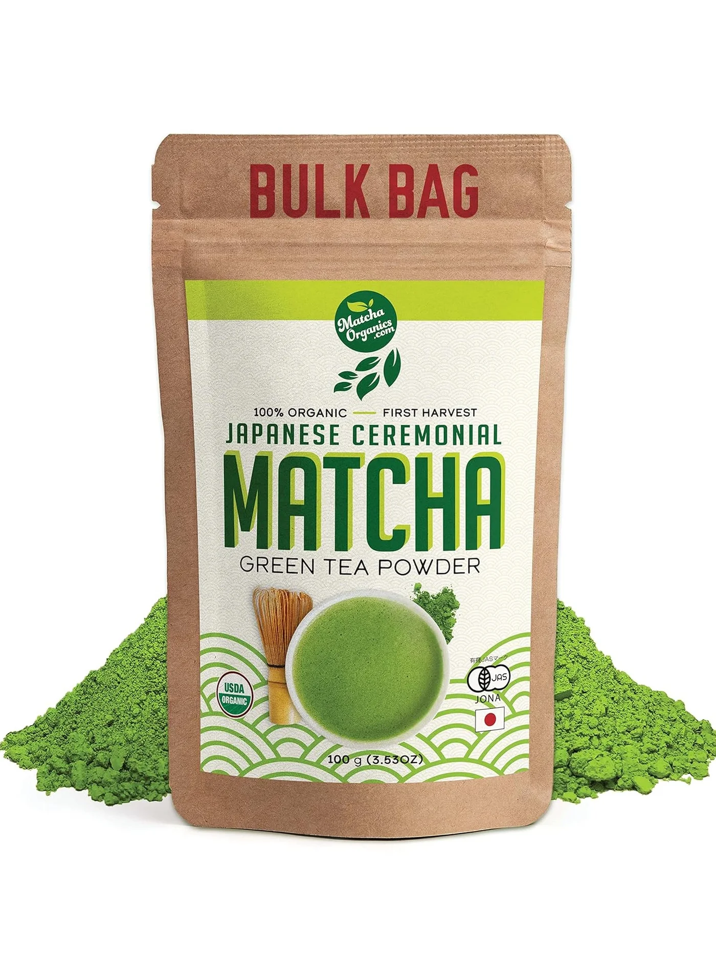 Matcha Organics Ceremonial Grade Japanese Green Tea Powder (100g) k0arr