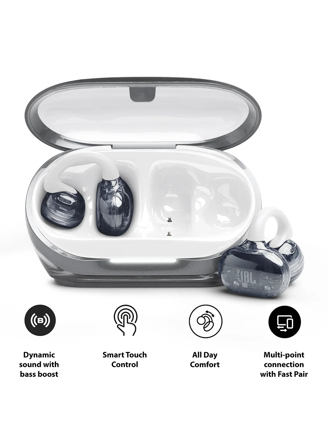 Premium Audio Open-Ear Wireless Headphones SonicArc Design IP54 Waterproof (Ghost White) rzmna