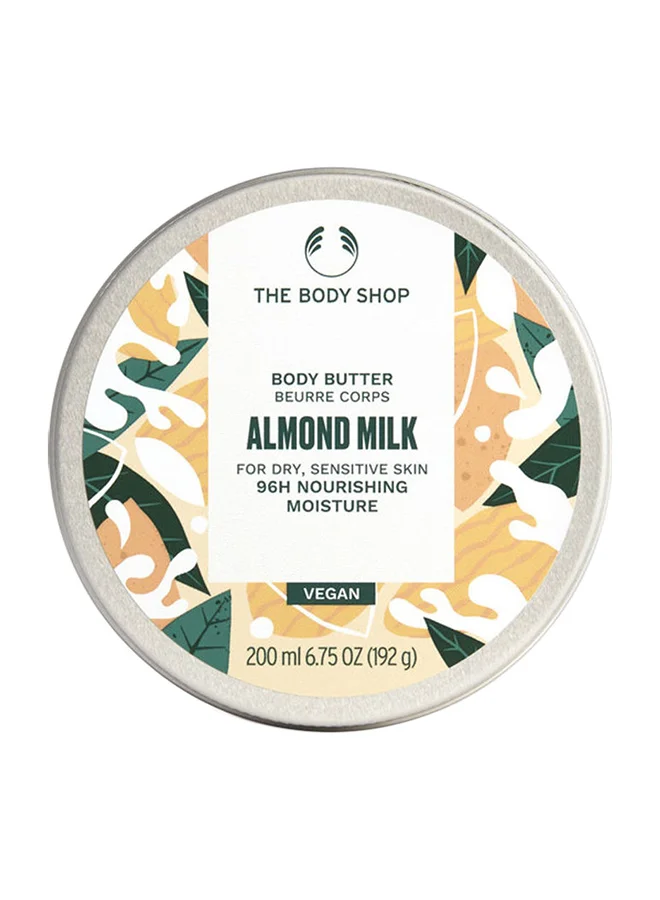 The Body Shop Almond Milk Body Butter Nourishing Moisturizer for Dry Sensitive Skin (White, 200 mL) m1i7y