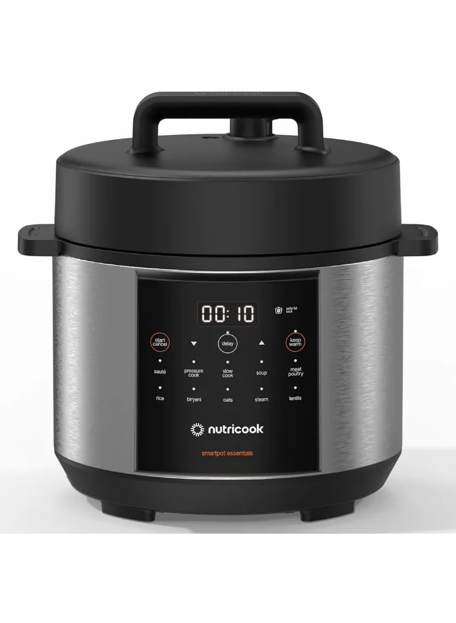 Nutricook Smart Pot Essentials 7-in-1 Electric Pressure Cooker, Multi-Functional Slow Cooker & Steamer (Silver, 4L, 900W) zewaw