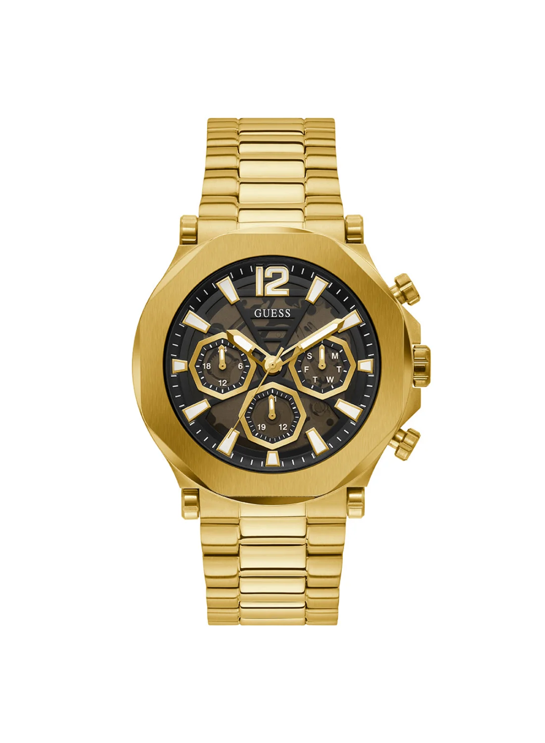 Premium Gold Tone Analog Multi-function Wristwatch for Men (Stainless Steel, 42mm) 3zhsp
