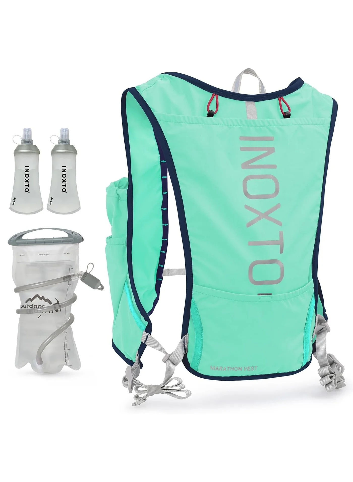 INOXTO Running Hydration Vest Backpack with 1.5L Water Bladder, Lightweight Insulated Trail Pack for Hiking Cycling Marathon (Unisex, 1.5L) zmfx1