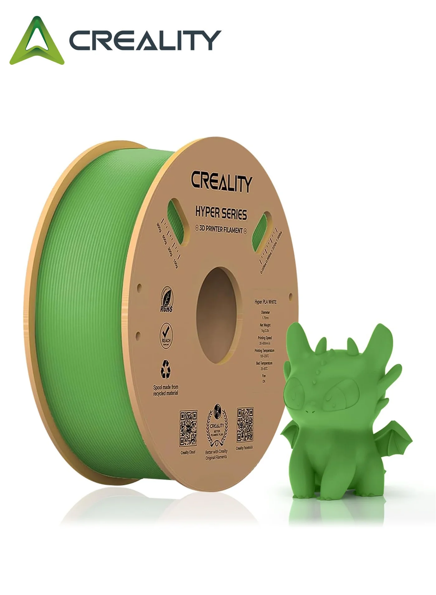 Creality 3D Hyper PLA Filament 1.75mm High-Speed 3D Printing Material (Green, 1kg) 0v1gb