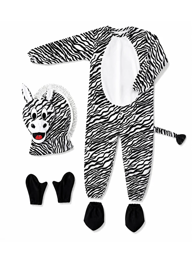 Toy Land Zebra Costume Set with Hooded Mask Premium Animal Fancy Dress Outfit for Kids (4-5 Years) 6kjzx