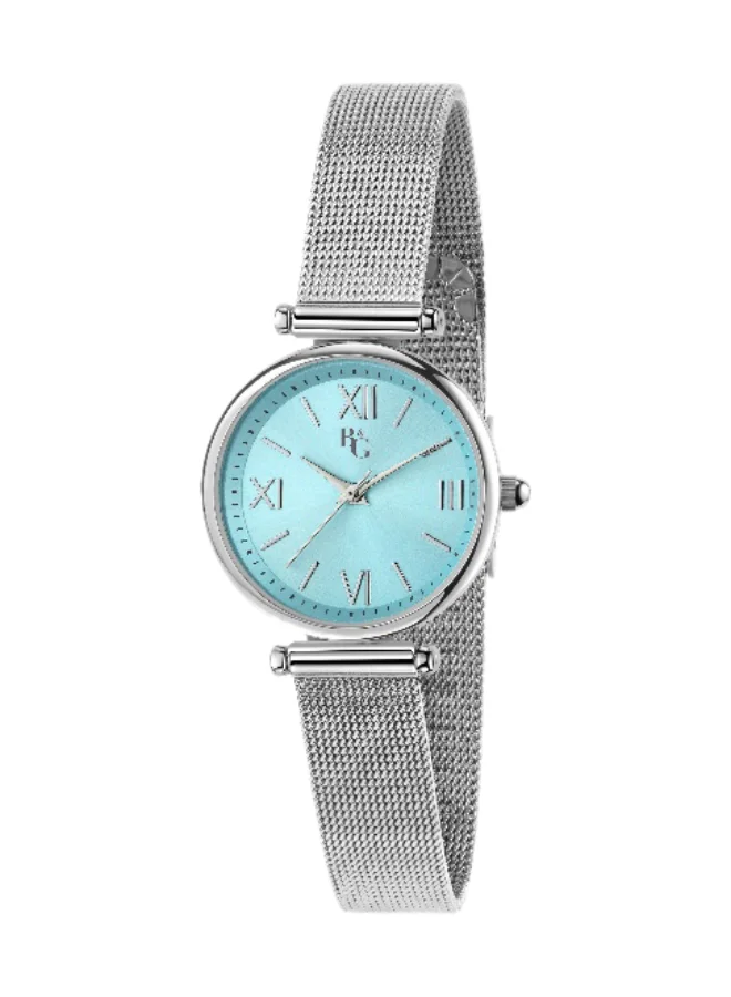 B&G Women's Analog Quartz Watch with Silver Stainless Steel Band (Blue Dial, 28mm) pibjg