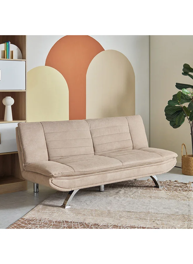 Home Box Joyfull 3-Seater Sofa Bed Premium Fabric Upholstery (Beige, 183 x 88 x 83 cm) gdnkj