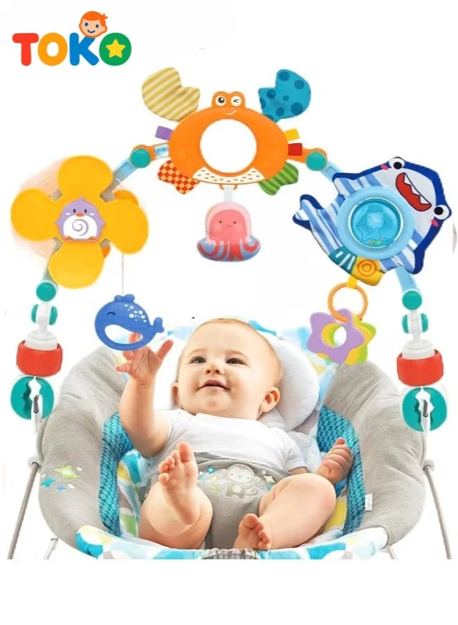 Toko Baby Stroller Arch Toy with Sensory Pendants Developmental Activity Bar for Infants (Multi-Color, 45 cm) 75h3u