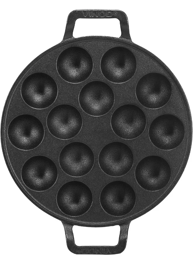 Legacy Cast Iron Paniyarakkal Pan (15 Cups, 25cm) Premium Non-Stick Traditional Cooking Utensil 2k52x
