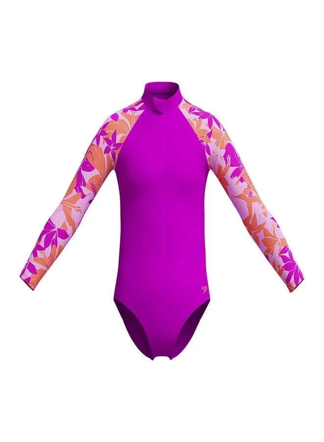 Premium Long Sleeve Swimsuit for Girls UV Protection Swimwear (Pink, 11-12 Years) pnnbp