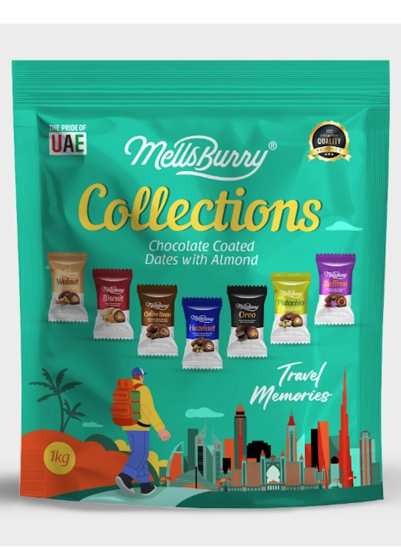 MELLSBURRY Chocolate Coated Dates with Almonds (Premium Gourmet Gift Pack, 1kg) mahph