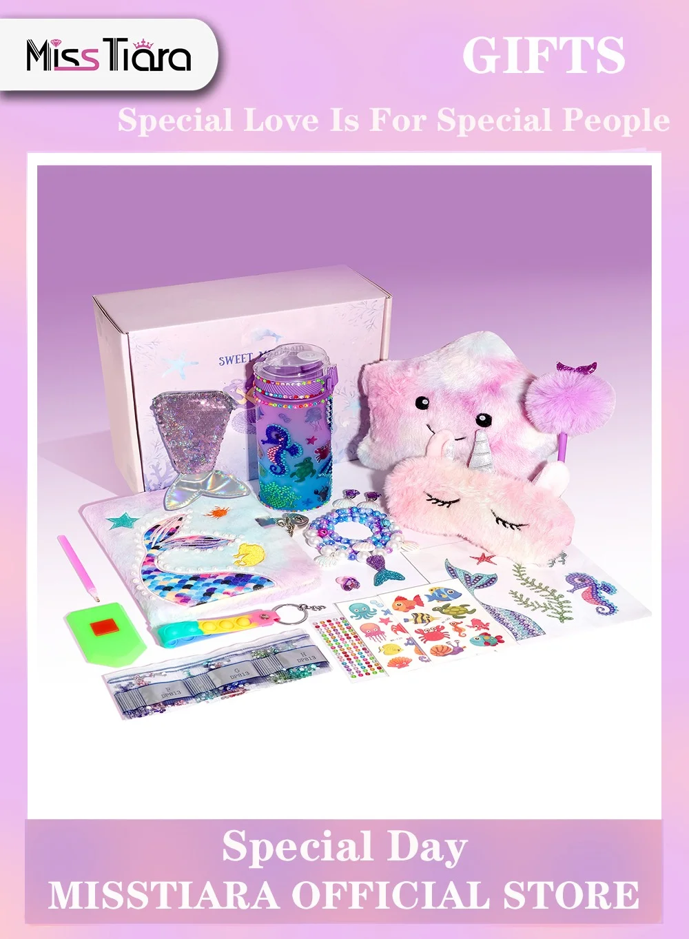 MissTiara Mermaid Themed Gift Set for Girls Premium Activity and Accessory Collection (1 Set) de3sx