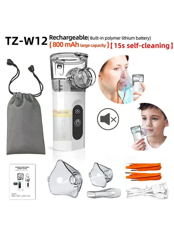 Portable Ultrasonic Mesh Nebulizer Rechargeable Handheld Device with 2 Adjustable Speeds for Adults and Kids (10 mL) o3f0j
