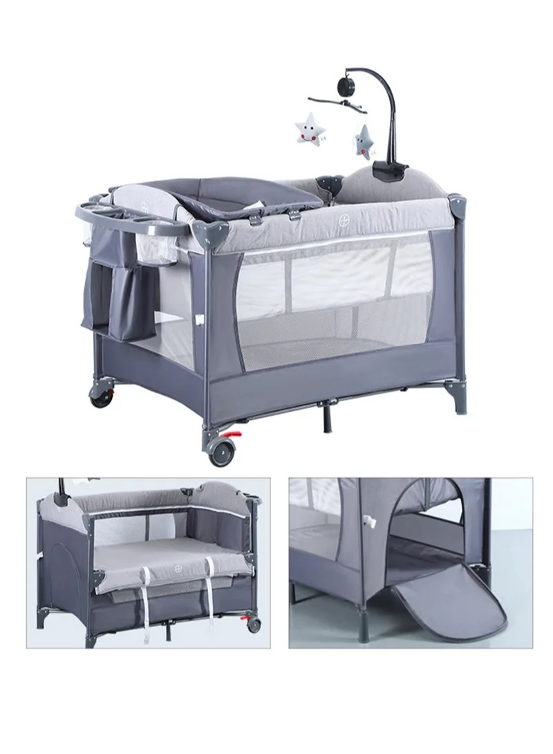 MaBaby 5-in-1 Foldable Baby Bedside Crib and Portable Bassinet with Diaper Changing Table (Infant, Grey) 6rgbz