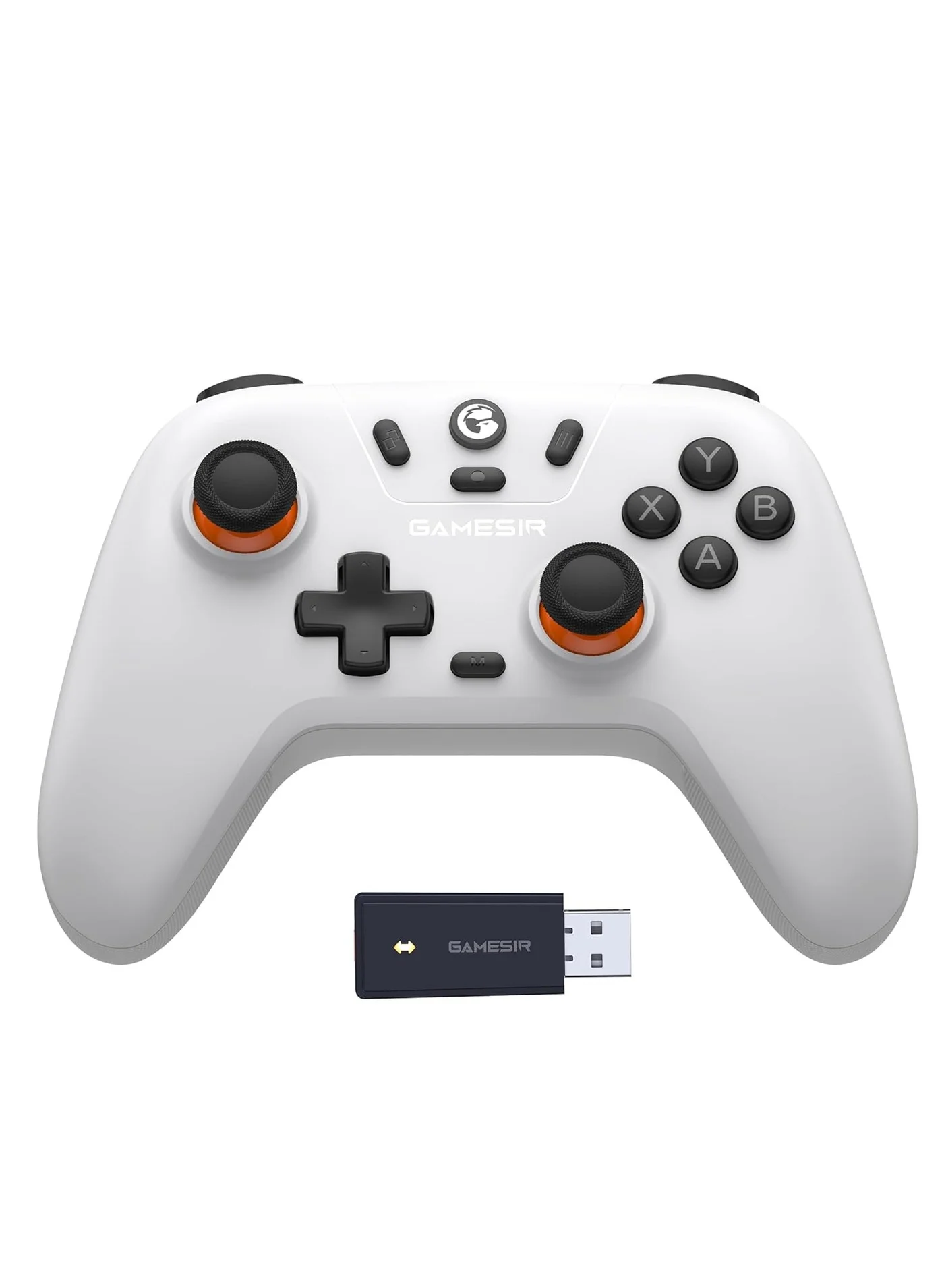 Wireless Gaming Controller with Hall Effect Joysticks and Turbo Function for PC Android and Handheld Consoles (White) am9k1