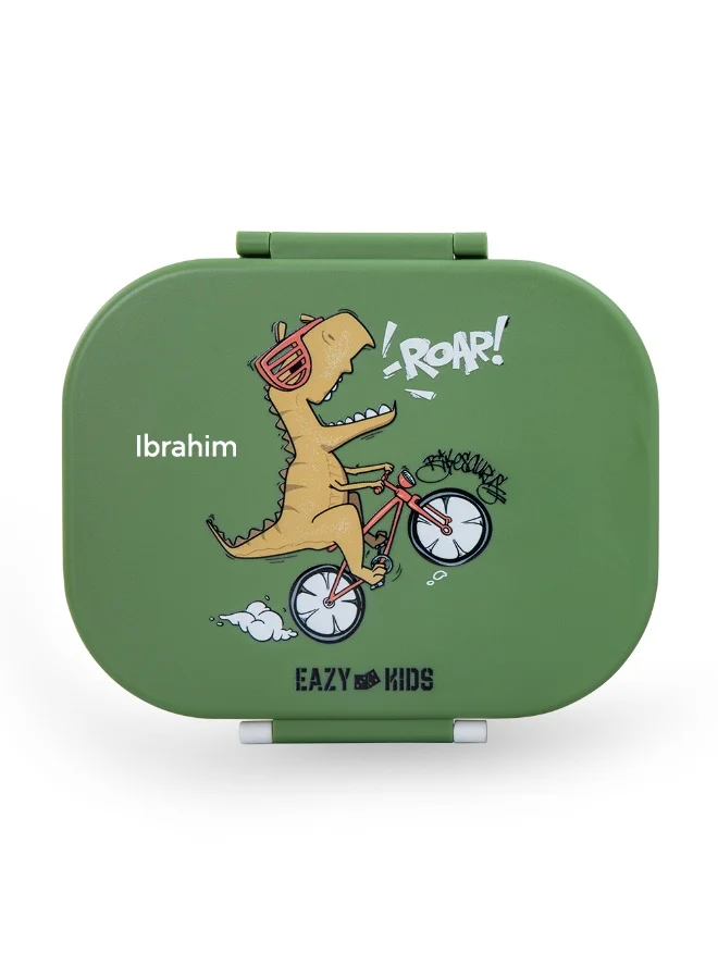 Eazy Kids Bento Lunch Box Set (Leakproof Compartment Food Containers, BPA Free, Dino Green, 1200mL + 760mL) q4ijv