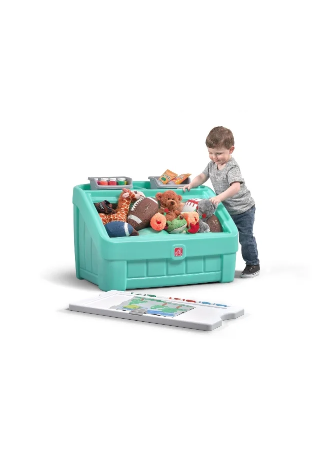 Premium 2-In-1 Toy Storage Chest and Art Activity Desk (Durable Plastic, Kids) mjwpg