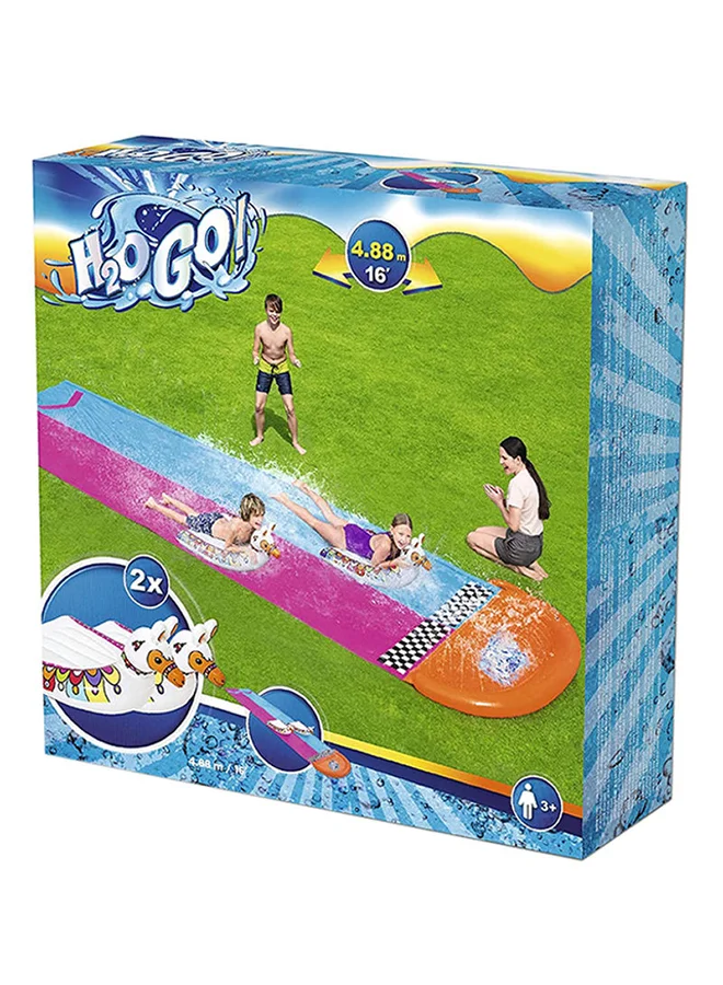 Llama Rama Double Race Slide Inflatable Water Park (488 cm x 150 cm) 2kjjq