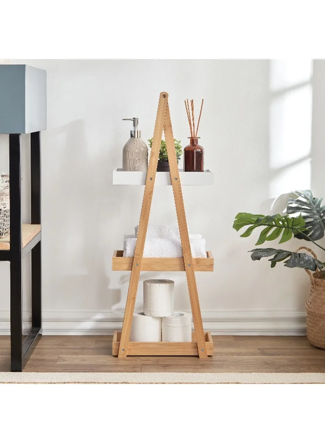 Home Box 3-Tier Triangular Bath Rack Corner Storage Organizer (Silver, 30 x 80 x 18 cm) hu188