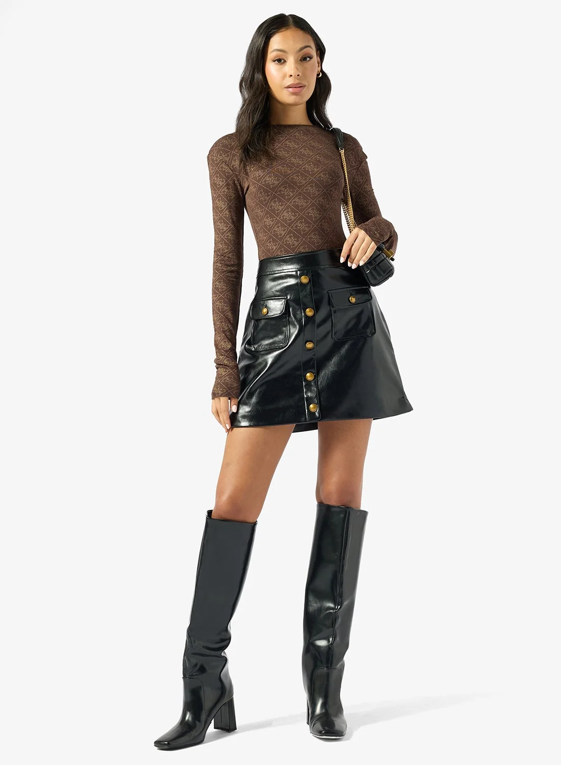 Blandine Buttoned Detail A-Line Mini Skirt Premium Casual Wear for Women (Small) 3ojre