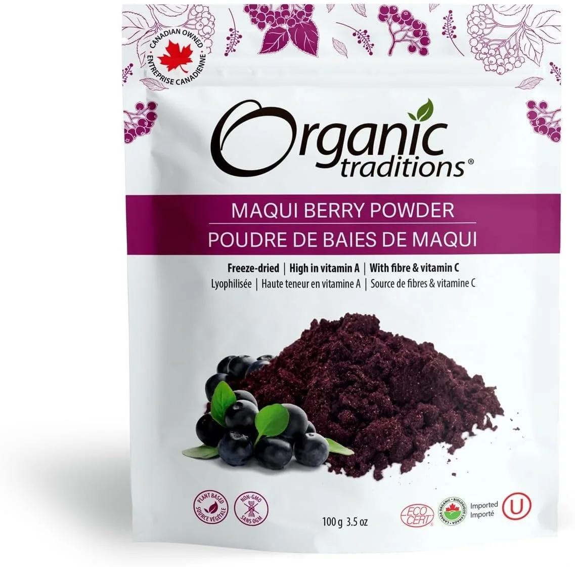Organic Traditions Maqui Berry Powder Premium Freeze-Dried Superfood (100g) 1rzue