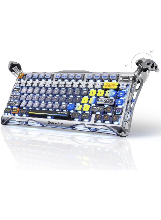 Gravastar Mercury K1 Pro 75% Wireless Mechanical Keyboard, Hot-Swappable Linear Switches, Aluminum Alloy Chassis (Interstellar Silver) zm2zr