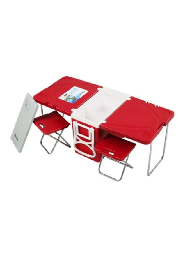 Crony Multi-function Picnic Table with Integrated Cooling Incubator and Two Chairs (Red, 28L) zvziw