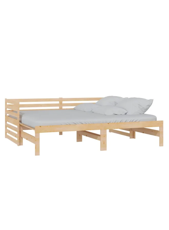 VidaXL Pull-out Day Bed Frame with Trundle Guest Bed (90x200 cm, Solid Wood) quhtg