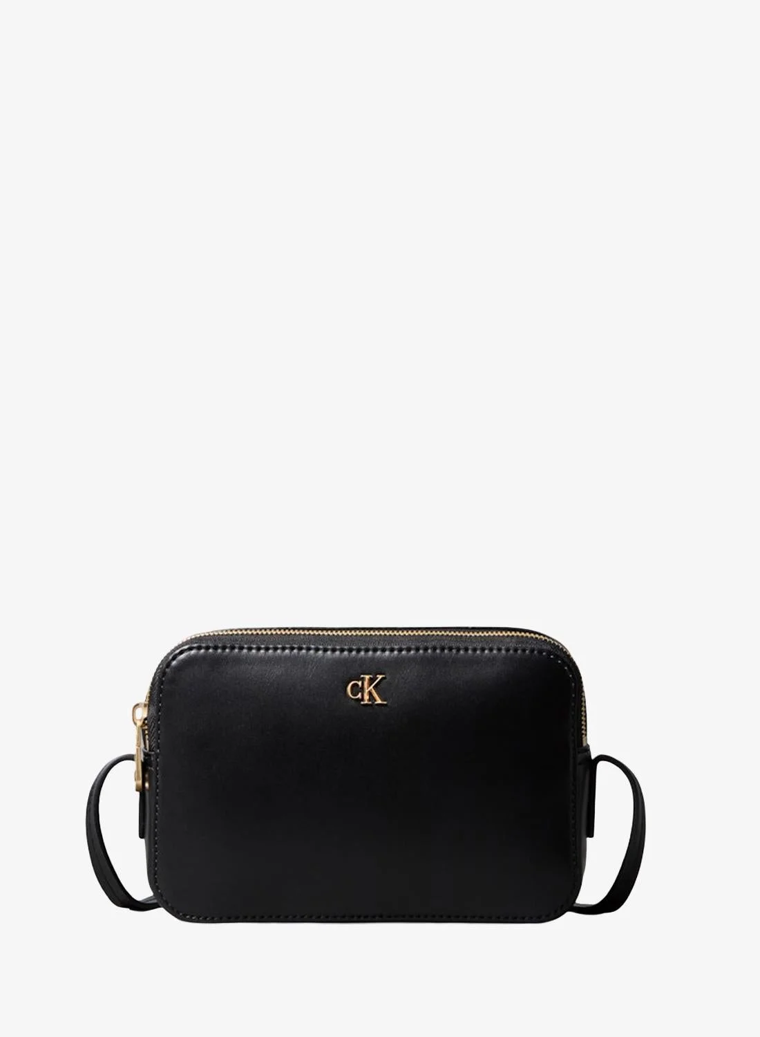 Premium Logo Detail Zip Through Crossbody Bag (Black, One Size) 9ks3z