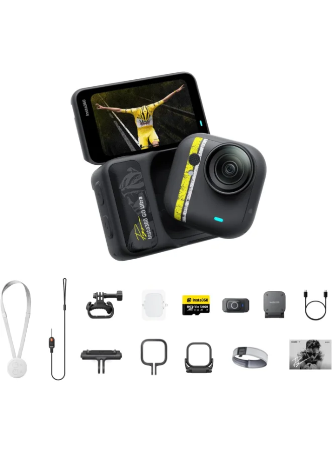 Premium Compact Action Camera Cycling Bundle 4K 60 FPS POV Video Recorder with 128GB microSD and Mounting Accessories (Black) uqrho