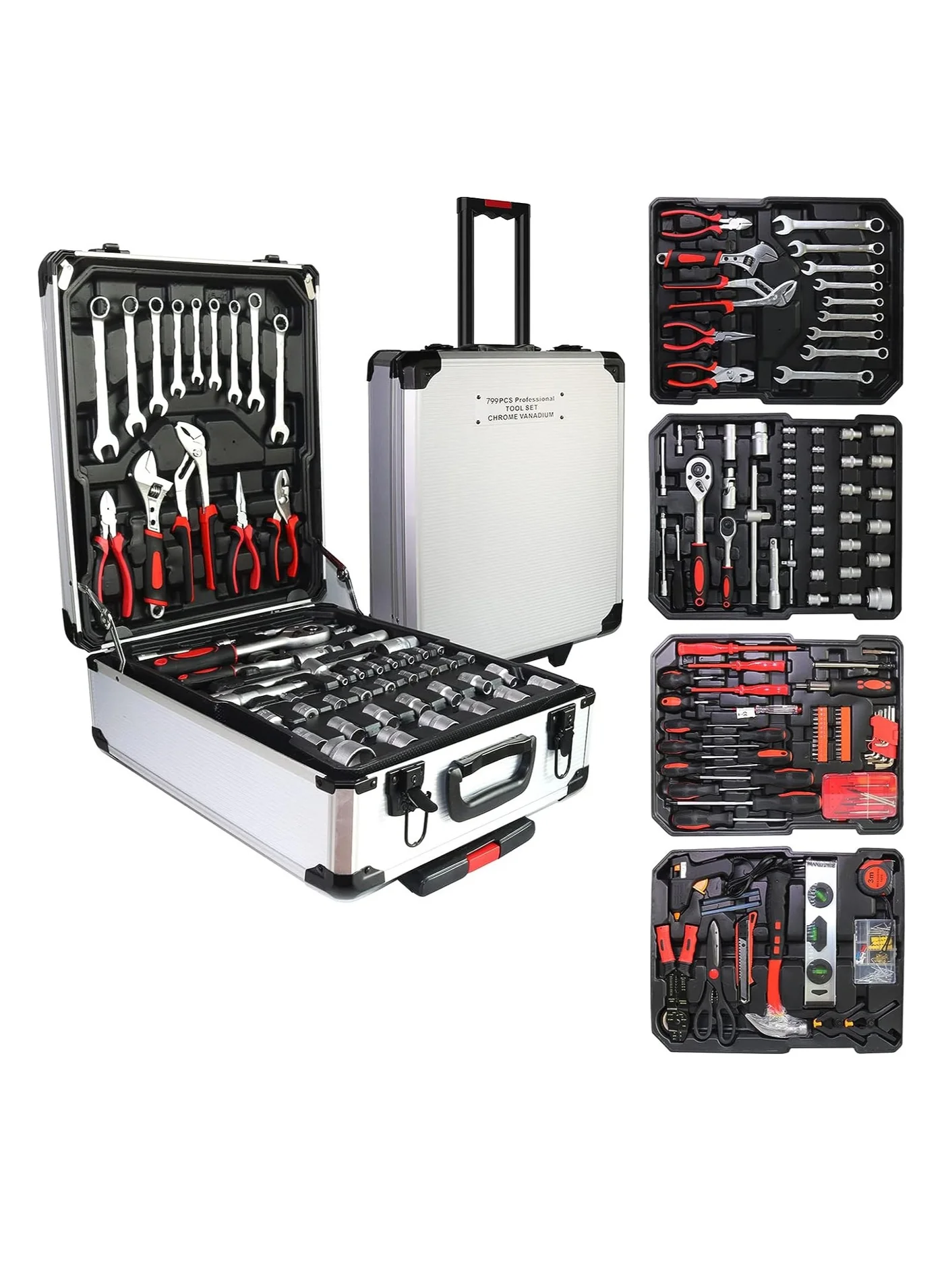 DubaiGallery Professional Tool Set 187-Piece Heavy-Duty Repair Kit with Aluminum Storage Case for Car Motorcycle and Bike Maintenance j1n4t