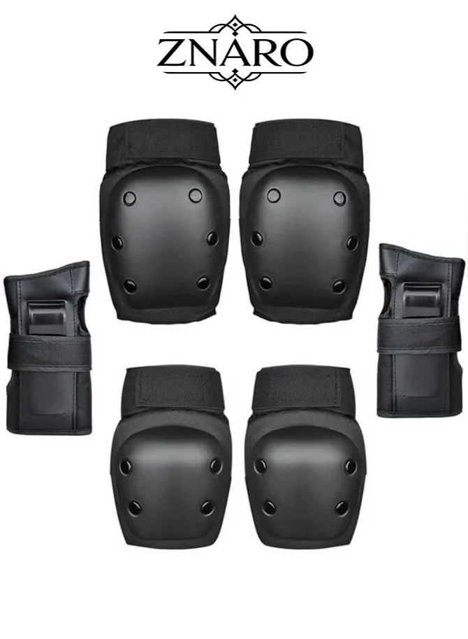 ZNARO Protective Gear Set Knee Elbow and Wrist Pads for Skating Cycling and Scooter (Adults and Kids, 6-Piece Set) sq4cs