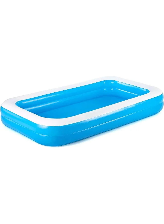 Bestway Rectangular Family Swimming Pool Durable Inflatable Outdoor Water Play Center (Blue, 305x183x46 cm) l9ryy